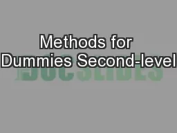 Methods for Dummies Second-level