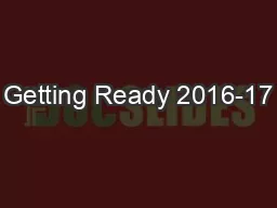 Getting Ready 2016-17