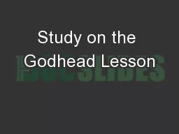 Study on the Godhead Lesson