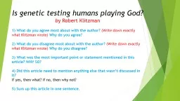 Is genetic testing humans playing God?