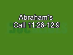 Abraham’s Call 11:26-12:9