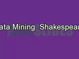 Data Mining  Shakespeare