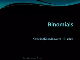 Binomials GrowingKnowing.com   ©  2011