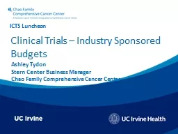 ICTS Luncheon Clinical Trials – Industry Sponsored Budgets