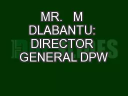 MR.   M DLABANTU: DIRECTOR GENERAL DPW
