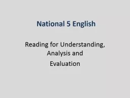 National 5 English Reading for Understanding, Analysis and