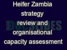 Heifer Zambia strategy review and organisational capacity assessment