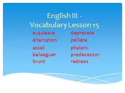 English III - Vocabulary Lesson 15