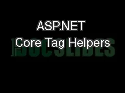 ASP.NET Core Tag Helpers