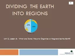 Dividing the earth  into regions