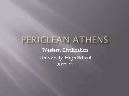 Periclean  Athens Western Civilization