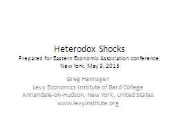 Heterodox Shocks Prepared for Eastern Economic Association conference,