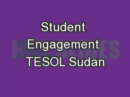 Student Engagement TESOL Sudan