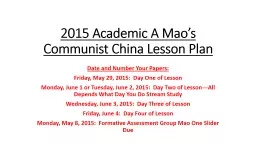 2015 Academic A Mao’s Communist China Lesson Plan