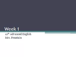 Week 1 12 th  Advanced English