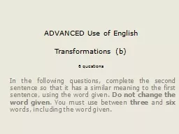 ADVANCED Use of English Transformations