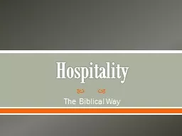 Hospitality The Biblical Way
