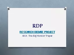 RDP RESEARCH DEBATE PROJECT