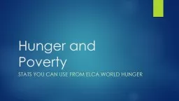 Hunger and Poverty  Stats you can use from