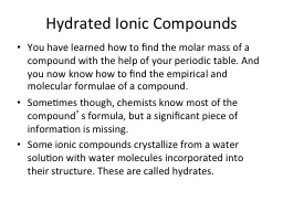 Hydrated Ionic Compounds