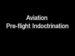 Aviation Pre-flight Indoctrination
