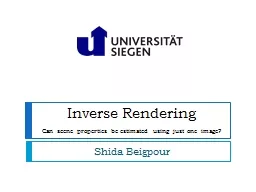 Inverse  Rendering Shida Beigpour