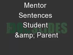 Mentor Sentences Student & Parent