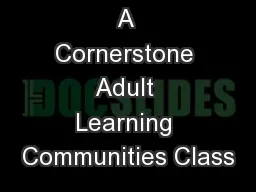 A Cornerstone Adult Learning Communities Class
