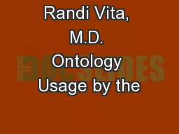 Randi Vita, M.D. Ontology Usage by the