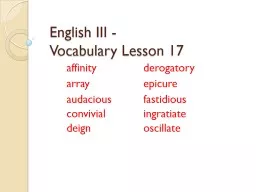 English III - 	Vocabulary Lesson 17