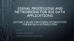 Signal processing and Networking for Big Data