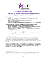 Of  PARCC Calculator Policy for Calculator Sections o
