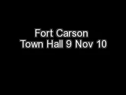 Fort Carson Town Hall 9 Nov 10