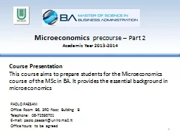 Microeconomics    precourse