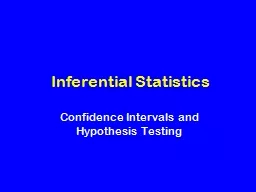 Inferential Statistics Confidence Intervals and Hypothesis Testing