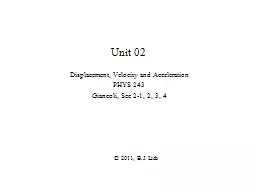 Unit 02 Displacement, Velocity and Acceleration