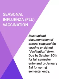 Seasonal  Influenza (flu) vaccination