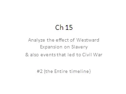 Ch 15 Analyze the effect of Westward Expansion on Slavery