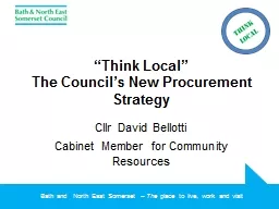 “Think Local” The Council’s New Procurement Strategy