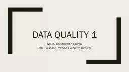 Data Quality 2 MSBO Certification course