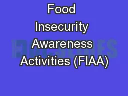 Food Insecurity Awareness Activities (FIAA)