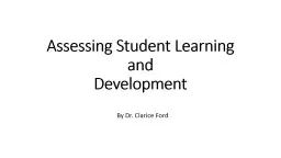 Assessing  Student Learning
