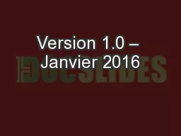 Version 1.0 – Janvier 2016
