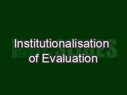 Institutionalisation of Evaluation