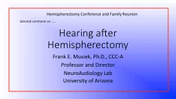 Hearing after  Hemispherectomy