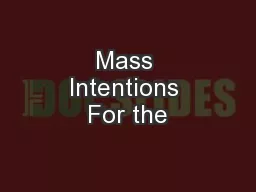 Mass Intentions For the