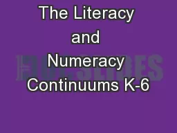 The Literacy and Numeracy Continuums K-6