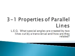 3-1 Properties of Parallel Lines