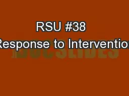RSU #38  Response to Intervention