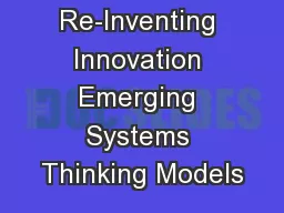 Re-Inventing Innovation Emerging Systems Thinking Models